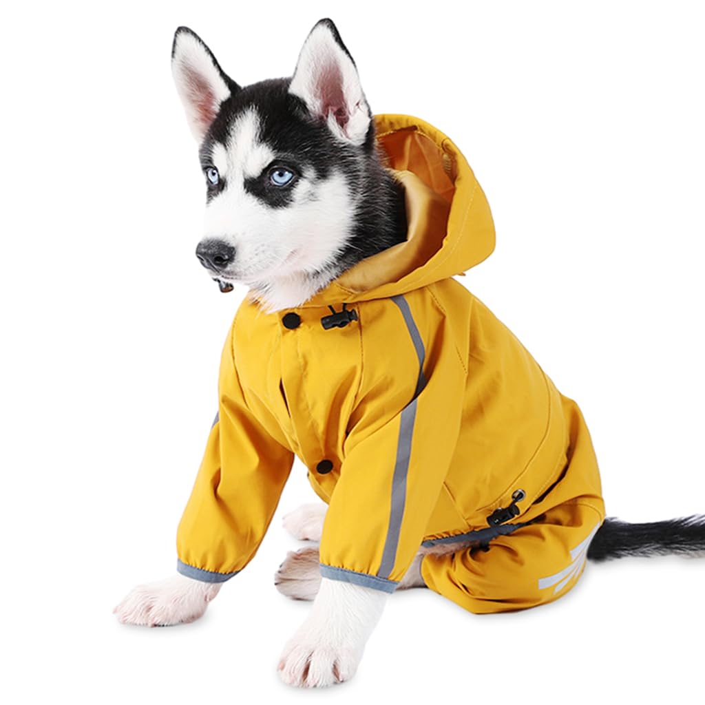 Qpets Dog Zip Up Dog Raincoat with Reflective Buttons Qpets Dog Zip Up Dog Raincoat with Reflective Buttons